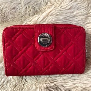 Vera Bradley Red Quilted Wallet with Silver Accents